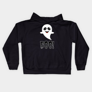 Boo!  Cute Little Ghost on Black Kids Hoodie